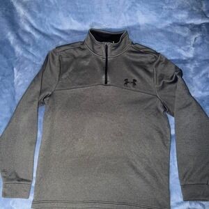 Mens Under Armour Loose Gray Long Sleeve 1/4 Zip Sweatshirt Fleece‎ Lined size s